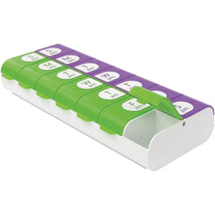 Ezy Dose Pill Planner Weekly AM/PM Easy Fill Green and Purple