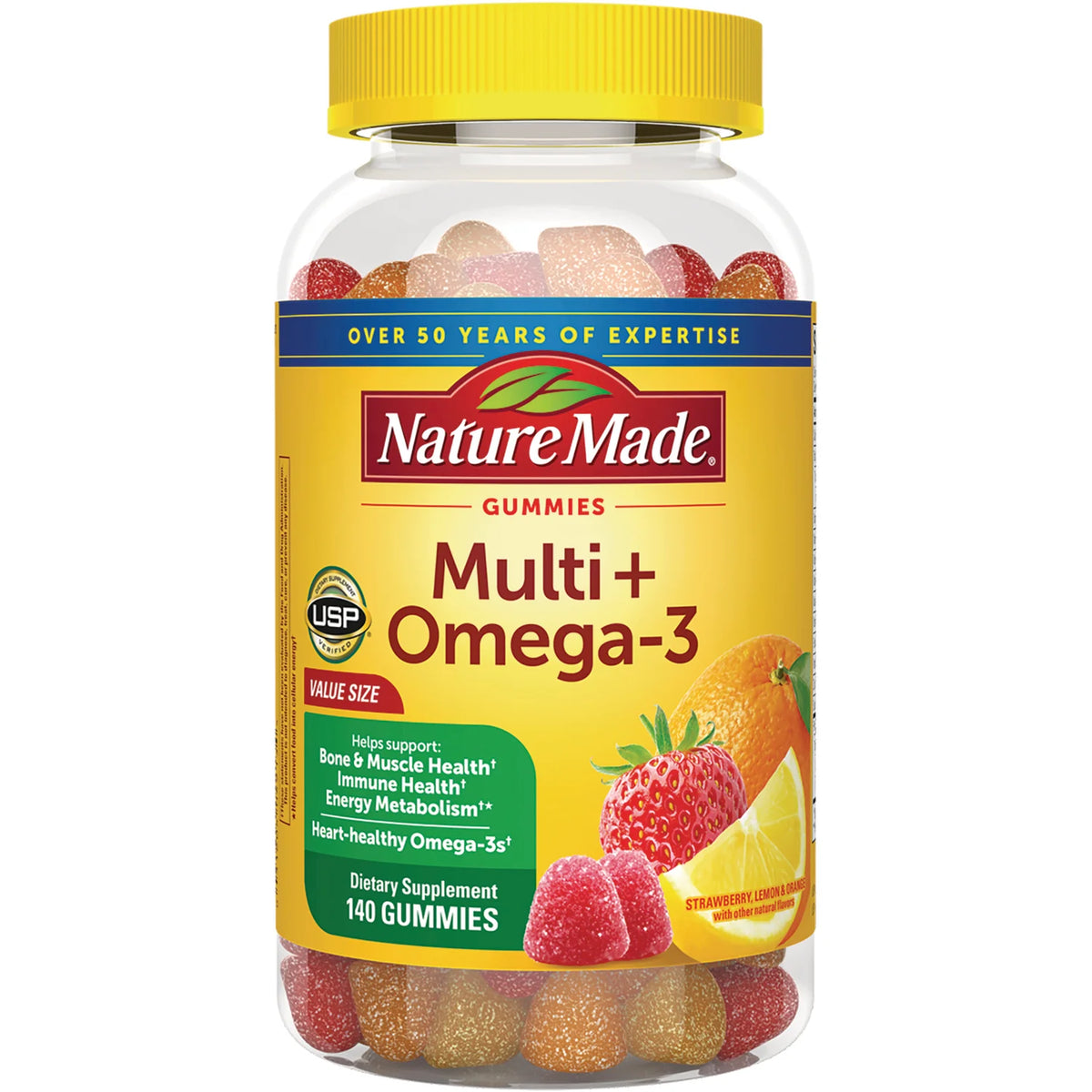 Multi + Omega-3 Gummies - Strawberry, Lemon & Orange