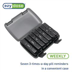 Ezy Dose Pill Organizer Weekly 3x/Day Medtime Planner Black