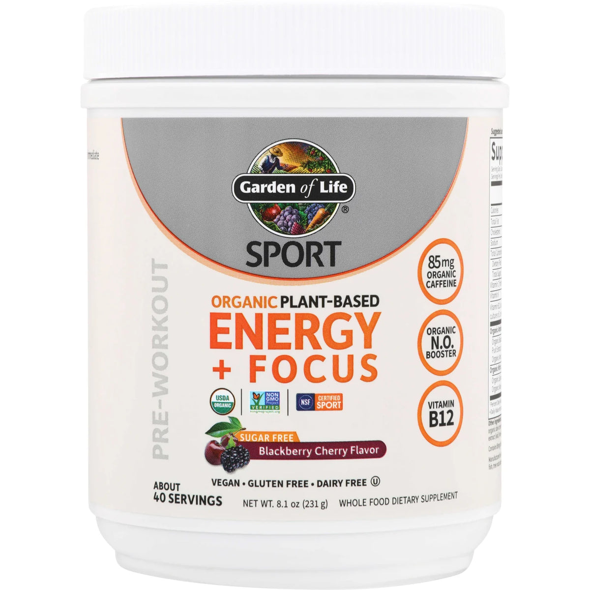 SPORT Organic Plant-Based Energy + Focus - Blackberry Cherry