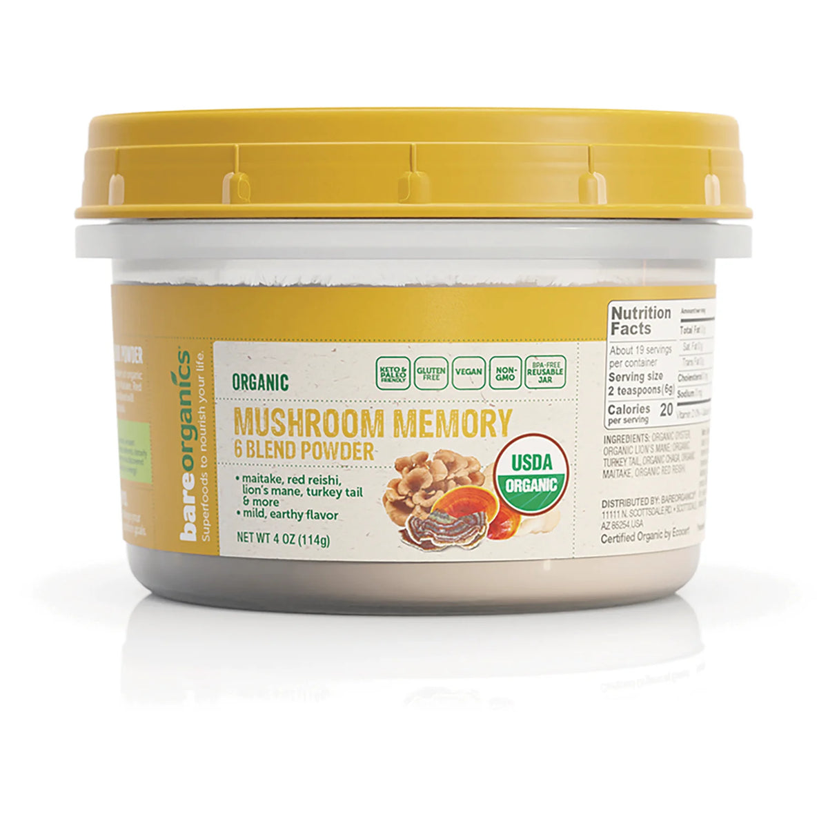 Organic Mushroom Memory 6 Blend Powder