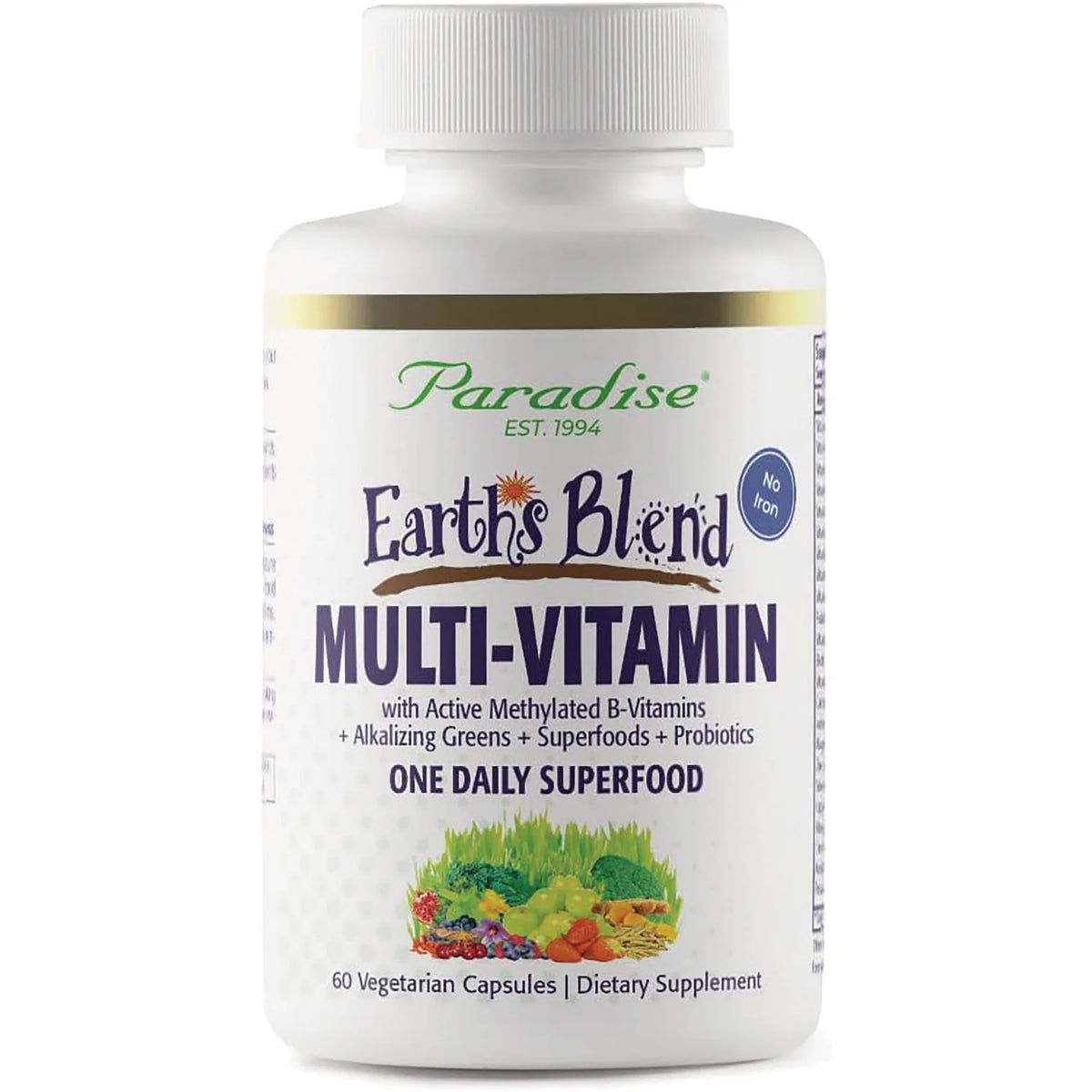 Earth's Blend Multi-Vitamin One Daily Superfood No Iron