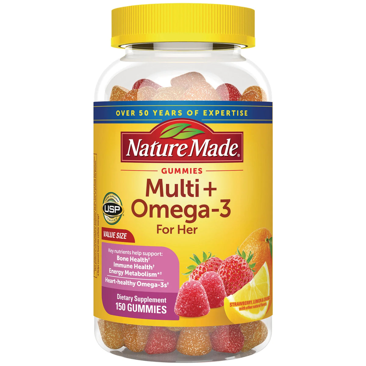Multi + Omega-3 For Her Gummies - Strawberry, Lemon & Orange
