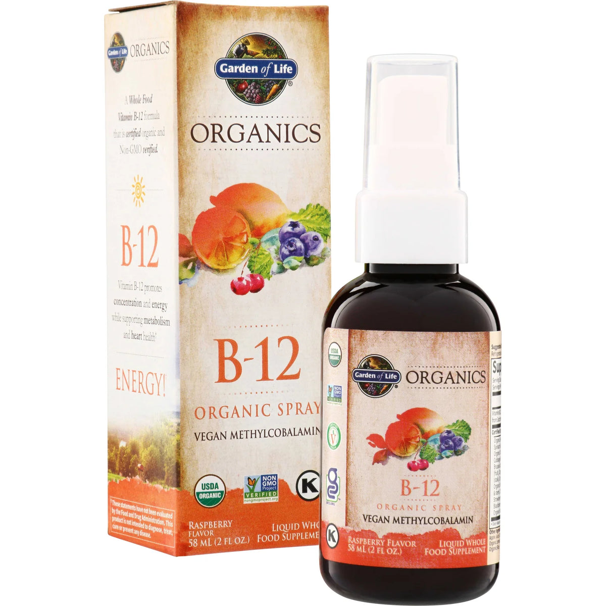 Organics B-12 Organic Spray - Raspberry