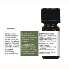 Organic Lemongrass Pure Essential Oil