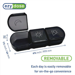 Ezy Dose Pill Organizer Weekly 3x/Day Medtime Planner Black
