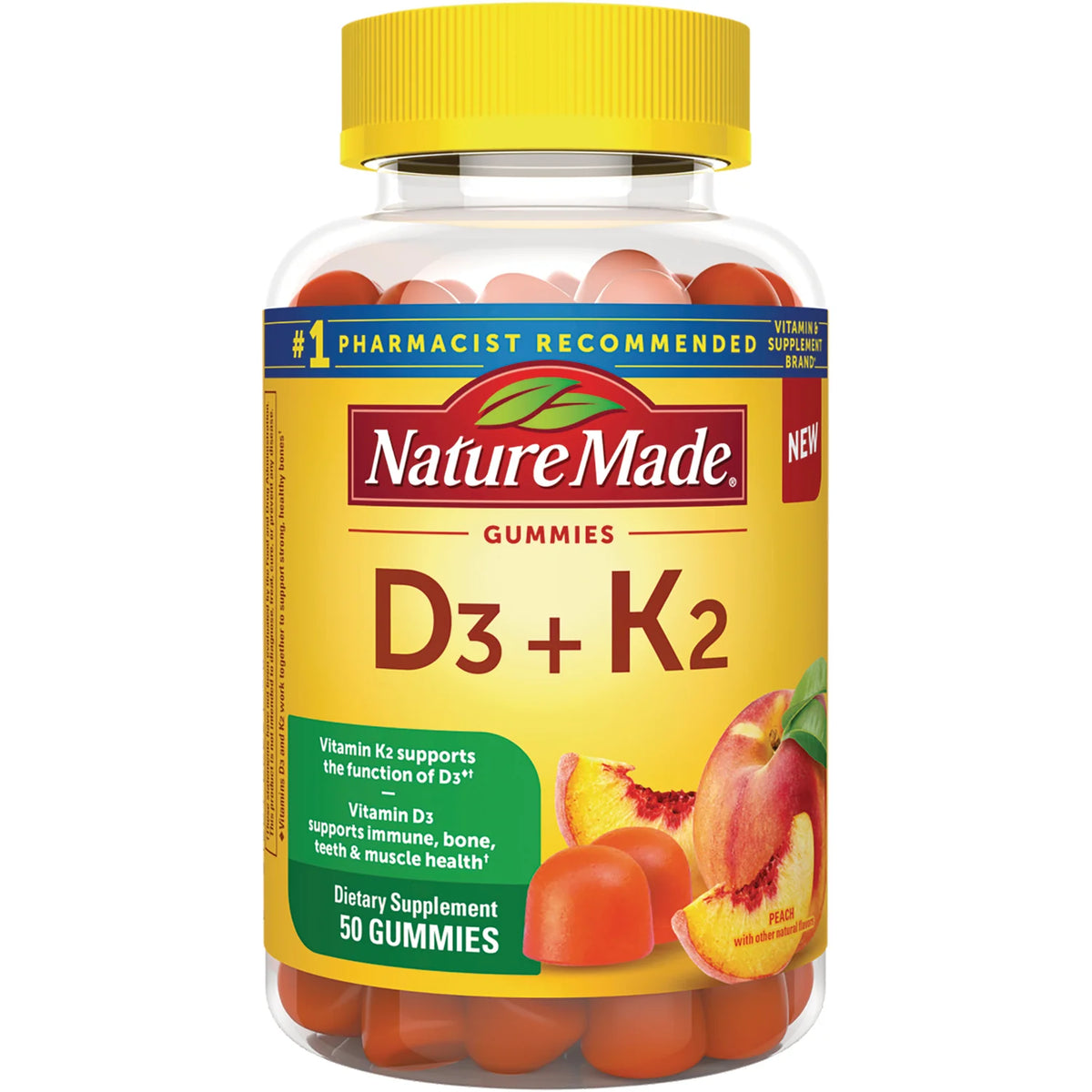 Vitamin D3 + K2 Gummies - Peach